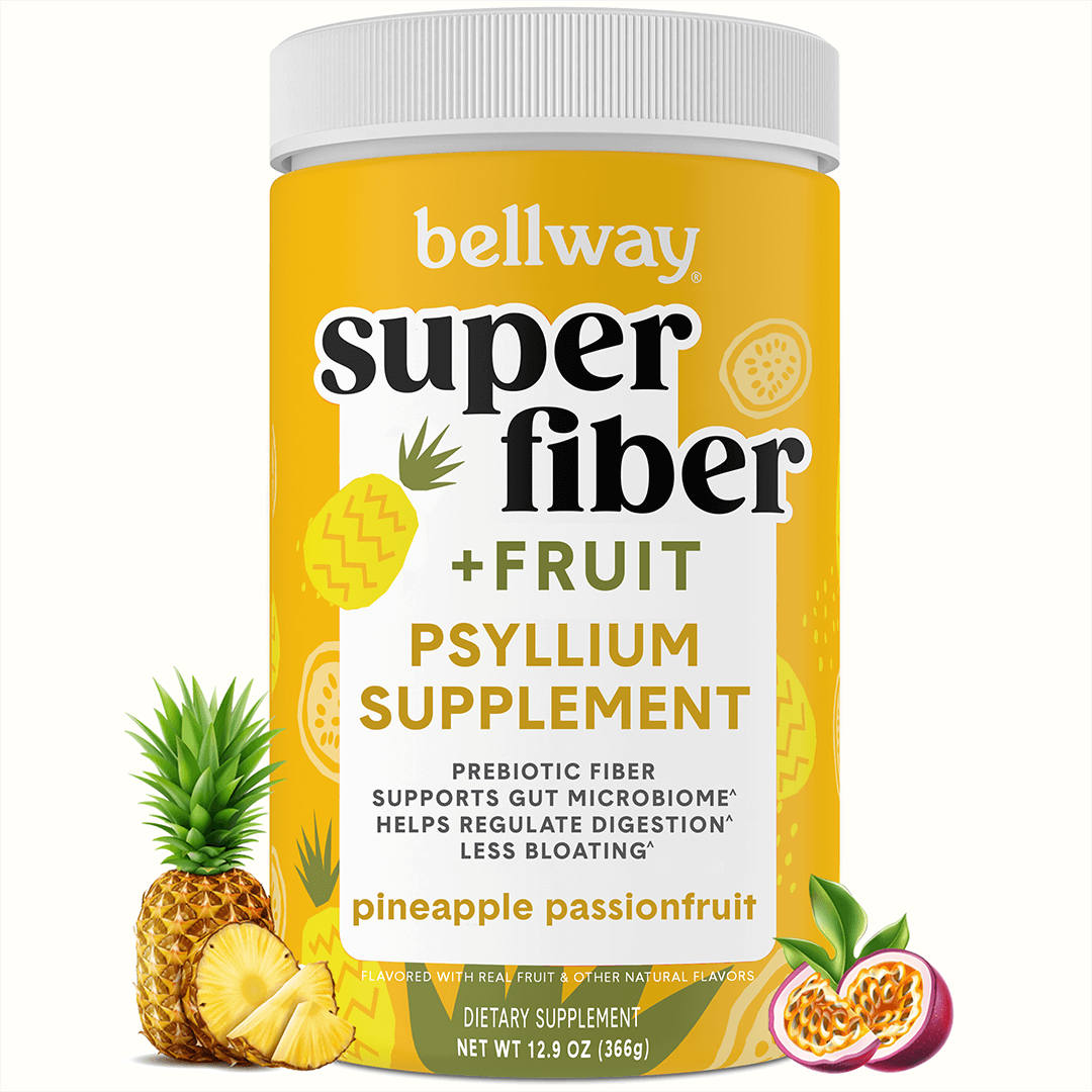 Bellway Super Fiber + Fruit pineapple passionfruit product image with pineapples and passionfruit
