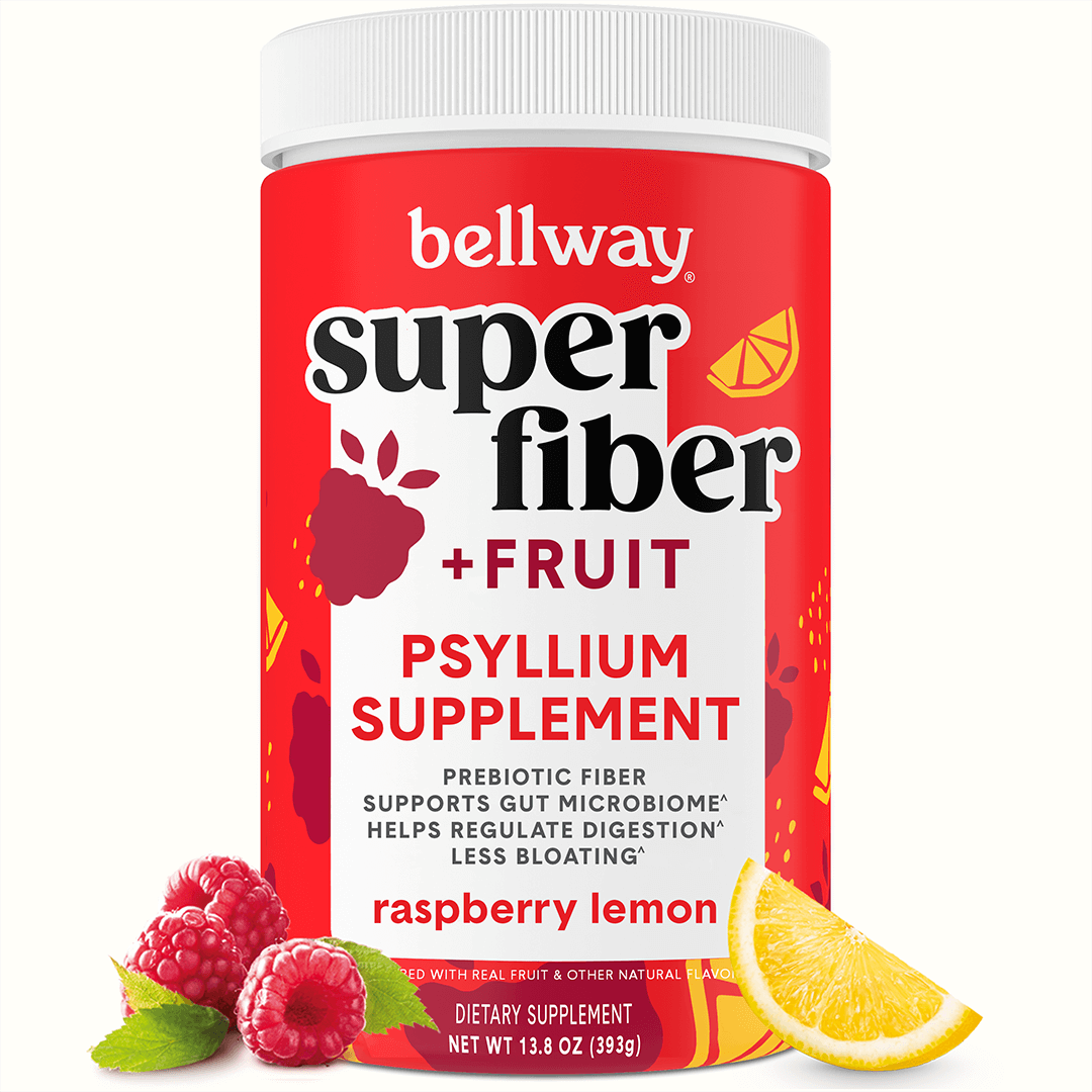 Bellway Super Fiber + Fruit raspberry lemon flavor product image with raspberries and a lemon slice