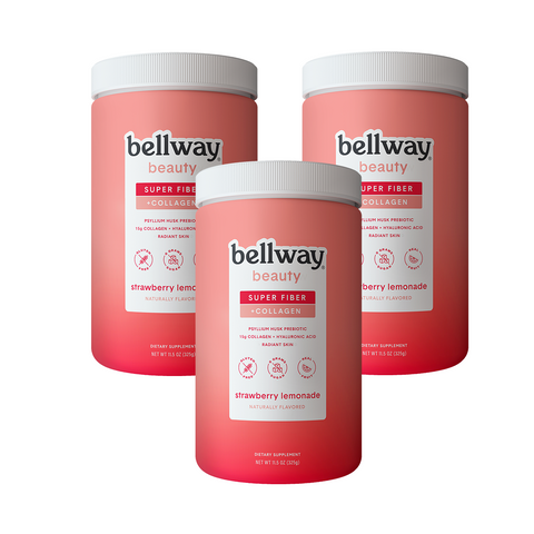 Bellway Beauty -  Strawberry Lemonade (3 Tubs) Psyllium Husk Fiber Supplement Powder