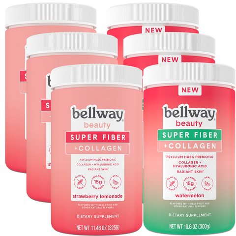 Bellway Beauty - Variety (6 Tubs) Psyllium Husk Fiber Supplement Powder